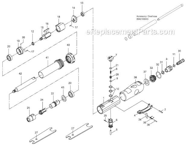 Page A Diagram and Parts List for CP7556ES 8941075564 Chicago Pneumatic Angle Grinder